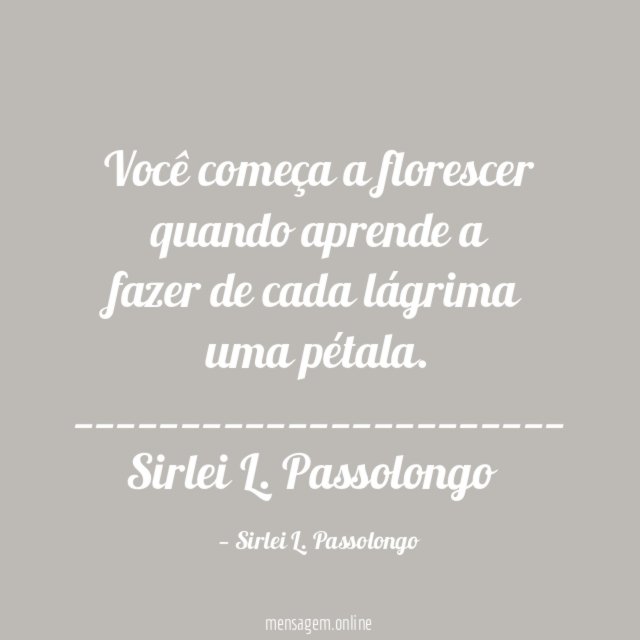 Você começa a florescer quando aprende a fazer de