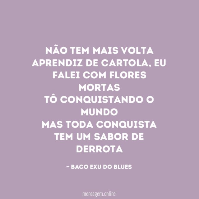 Não tem mais volta Aprendiz de Cartola