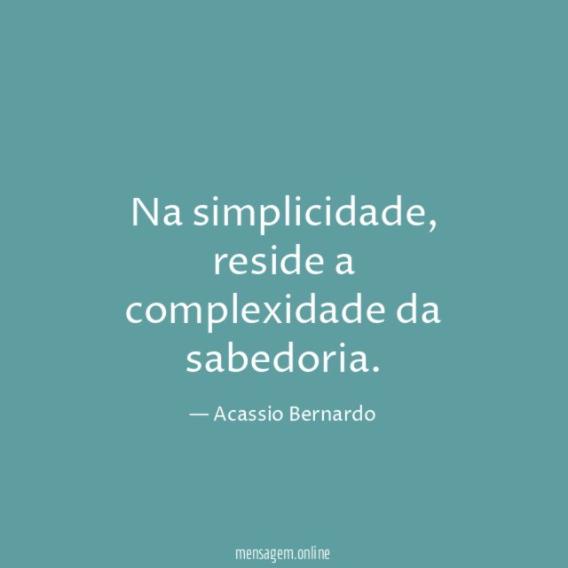 Na simplicidade