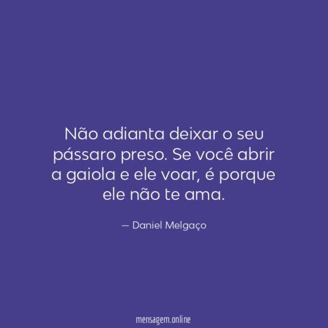 Não adianta deixar o seu pássaro preso