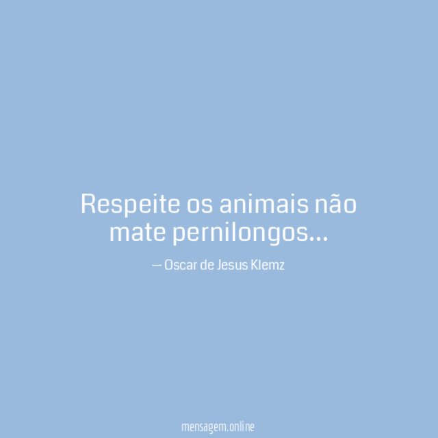 Respeite os animais não mate pernilongos