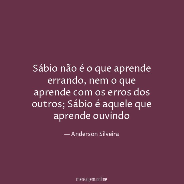 Sábio não é o que aprende errando