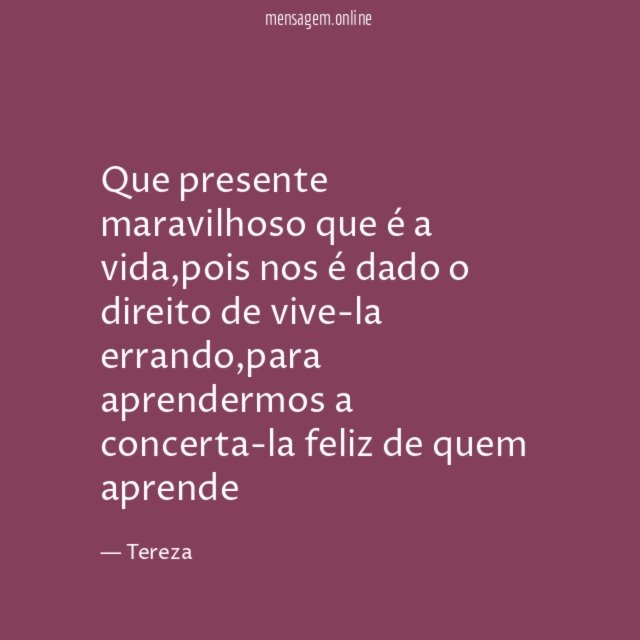 Que presente maravilhoso que é a vida