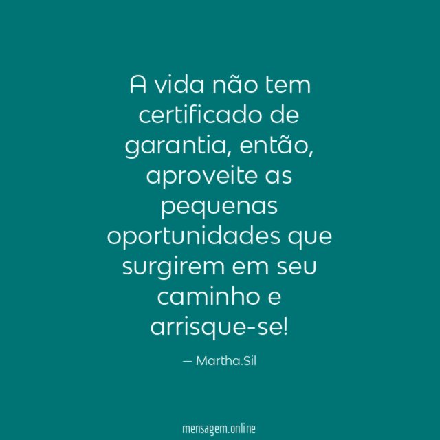 A vida não tem certificado de garantia