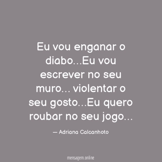 Eu vou enganar o diabo