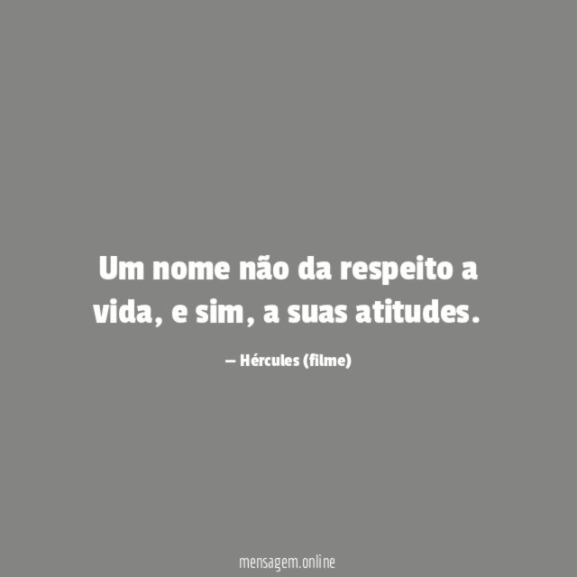 Um nome não da respeito a vida