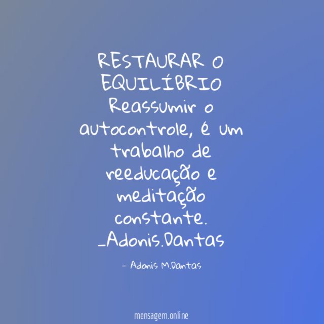 RESTAURAR O EQUILÍBRIO