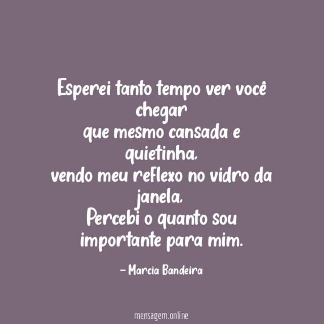Esperei tanto tempo ver você chegar que mesmo cansada e quietinha