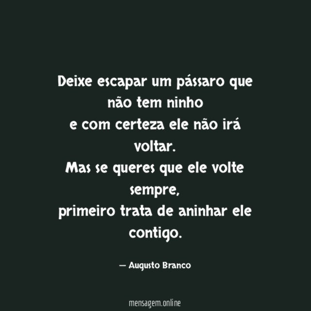 Deixe escapar um pássaro que não tem ninho