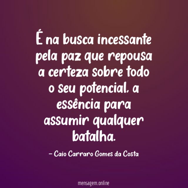 É na busca incessante pela paz que repousa