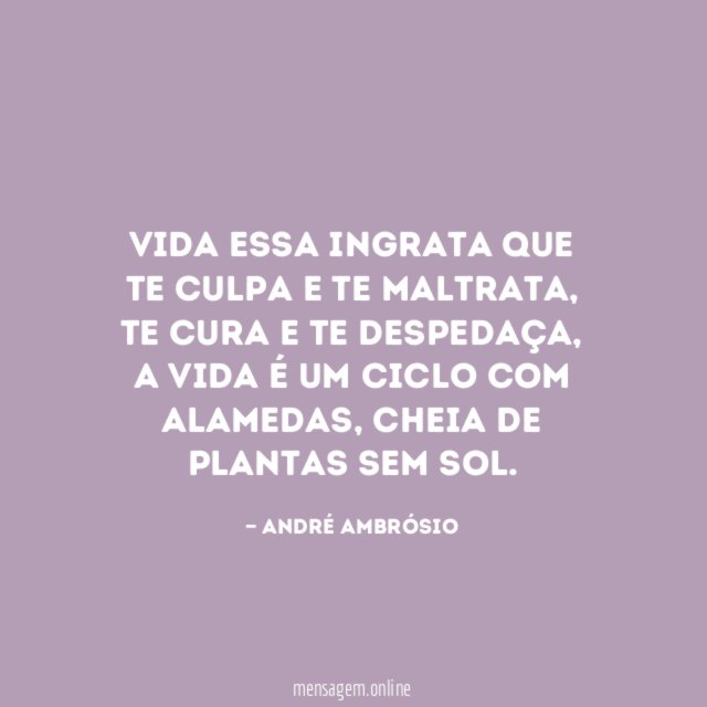 Vida essa ingrata que te culpa e te maltrata