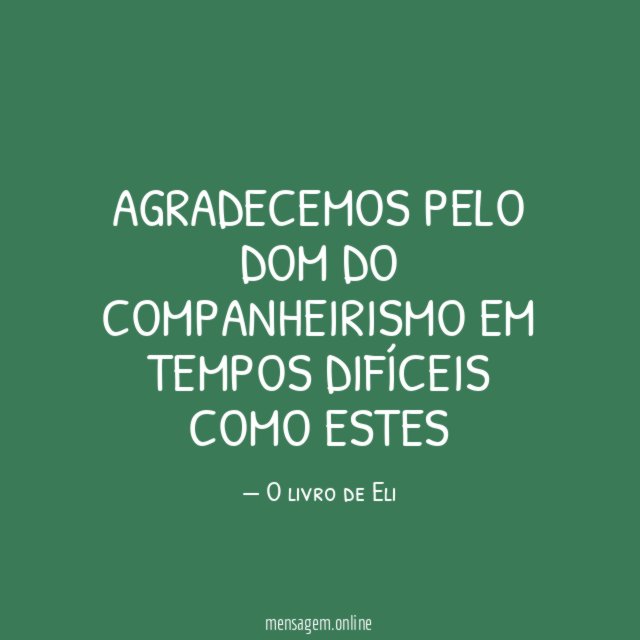Agradecemos pelo dom do companheirismo em tempos difíceis como estes