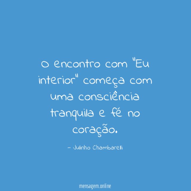 O encontro com "Eu interior" começa com uma