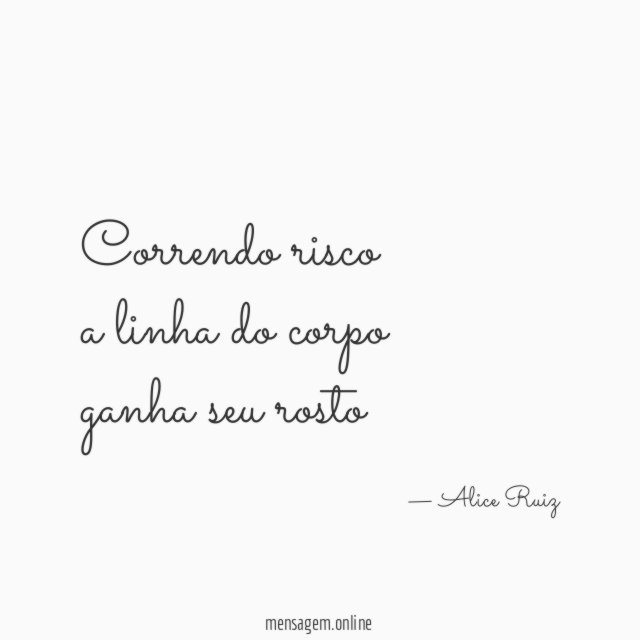 Correndo risco a linha do corpo ganha seu rosto