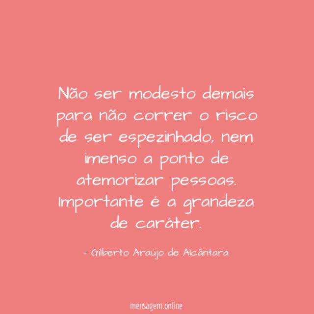 Não ser modesto demais para não correr