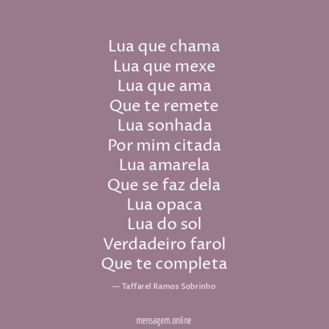 Lua que chama Lua que mexe Lua que ama Que te