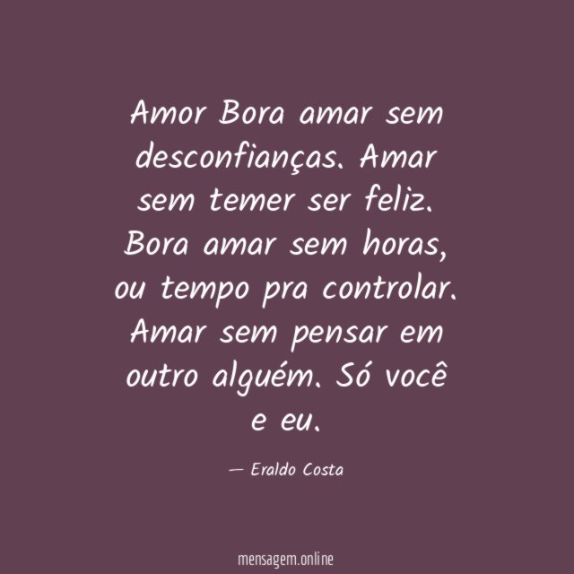 Amor Bora amar sem desconfianças