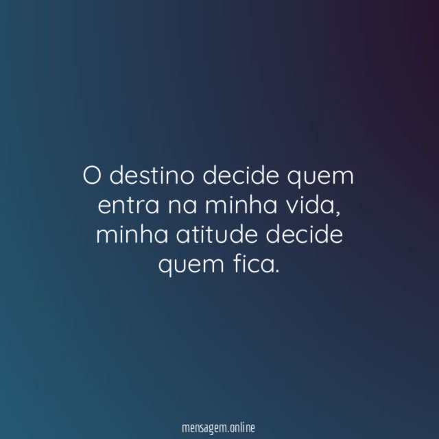 O destino decide quem entra na minha vida