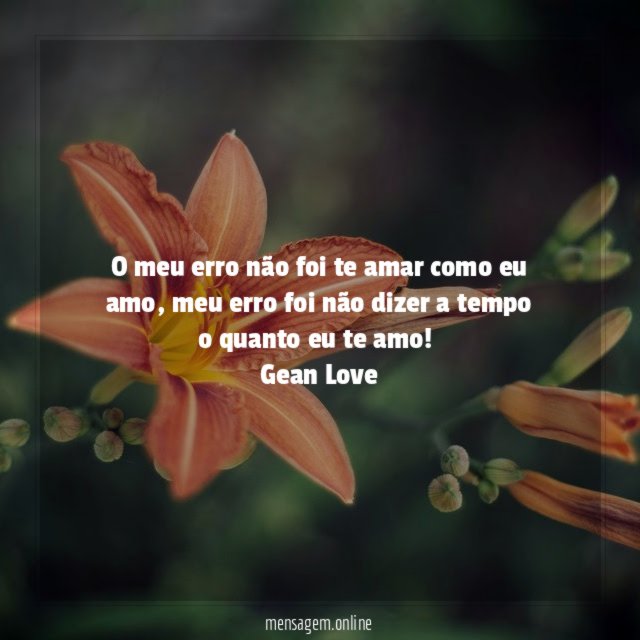 O meu erro não foi te amar como eu amo