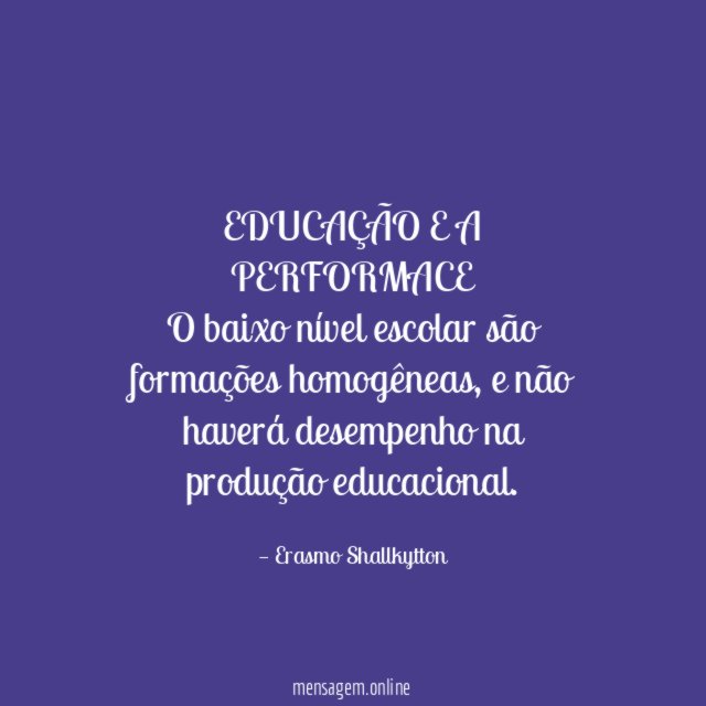 EDUCAÇÃO E A PERFORMACE
