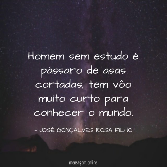 Homem sem estudo é pássaro de asas cortadas