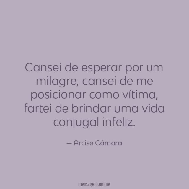 Cansei de esperar por um milagre