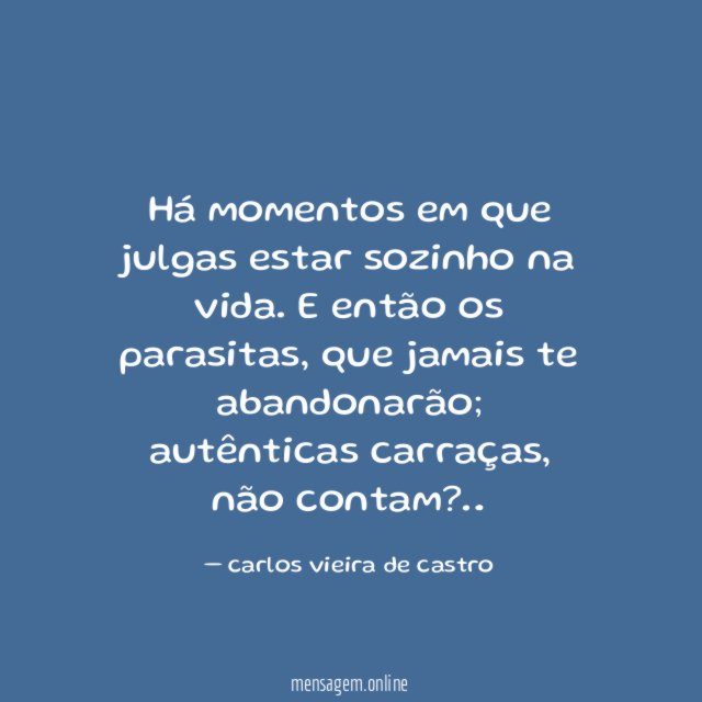 Há momentos em que julgas estar sozinho na vida