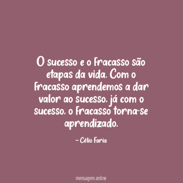 O sucesso e o fracasso são etapas da vida