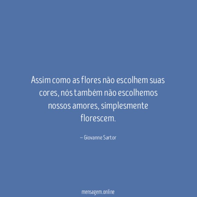 Assim como as flores não escolhem suas cores