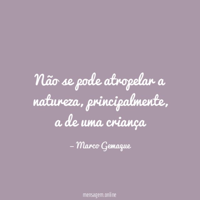 Não se pode atropelar a natureza