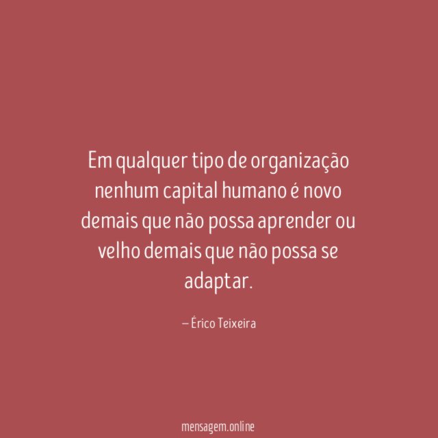 Em qualquer tipo de organização nenhum capital humano