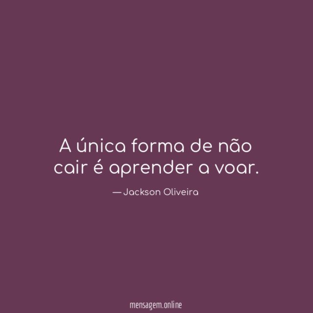 A única forma de não cair é aprender a voar