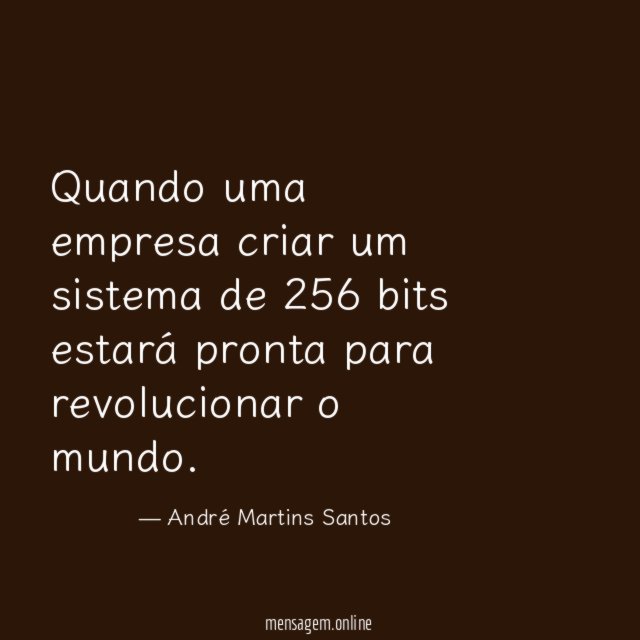 Quando uma empresa criar um sistema de 256