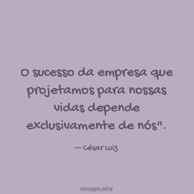 O sucesso da empresa que projetamos para nossas