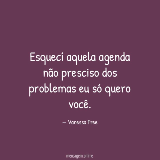 Esquecí aquela agenda não presciso dos problemas eu só quero você