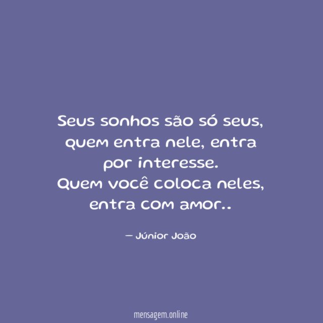 Seus sonhos são só seus