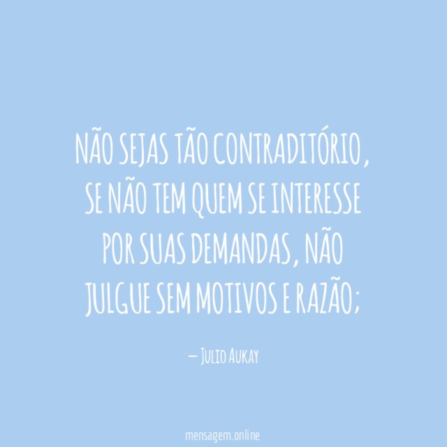 Não sejas tão contraditório