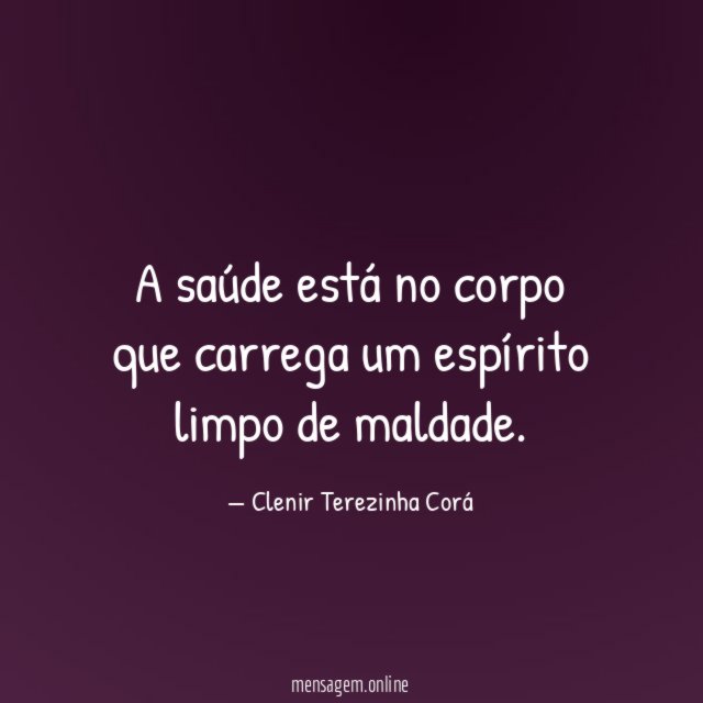 A saúde está no corpo que carrega um