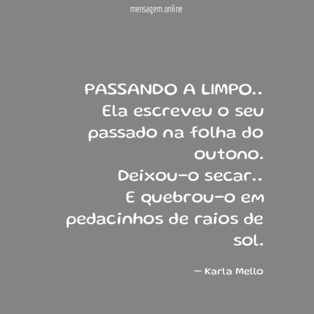 PASSANDO A LIMPO…
