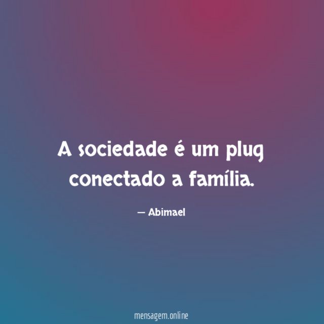 A sociedade é um plug conectado a família