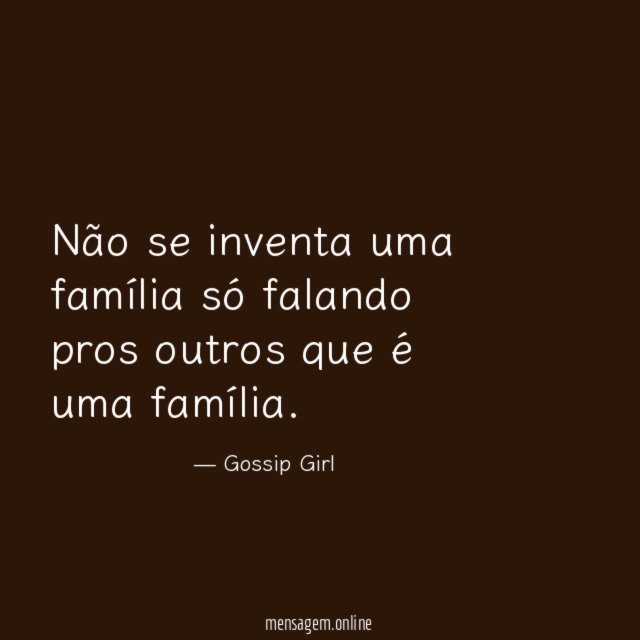 Não se inventa uma família só falando pros