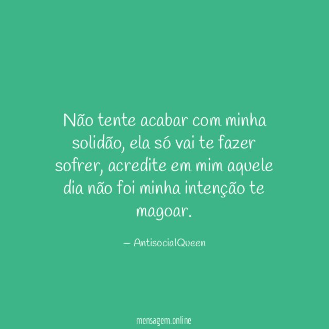 Não tente acabar com minha solidão