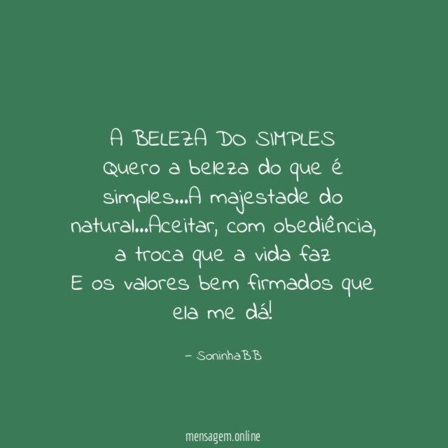 A BELEZA DO SIMPLES