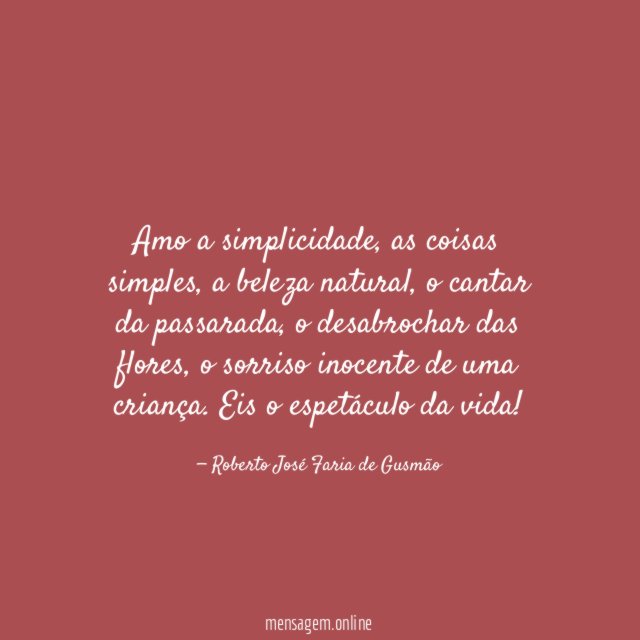 Amo a simplicidade