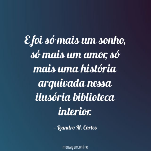 E foi só mais um sonho