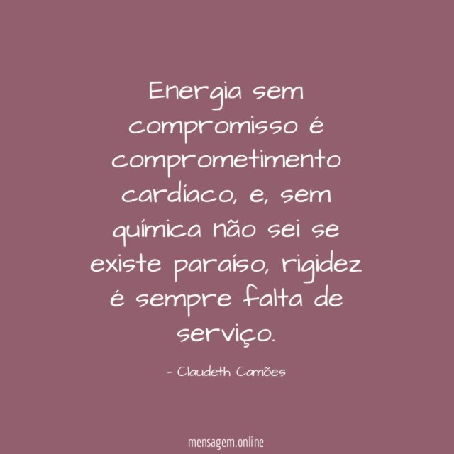 Energia sem compromisso é comprometimento cardíaco