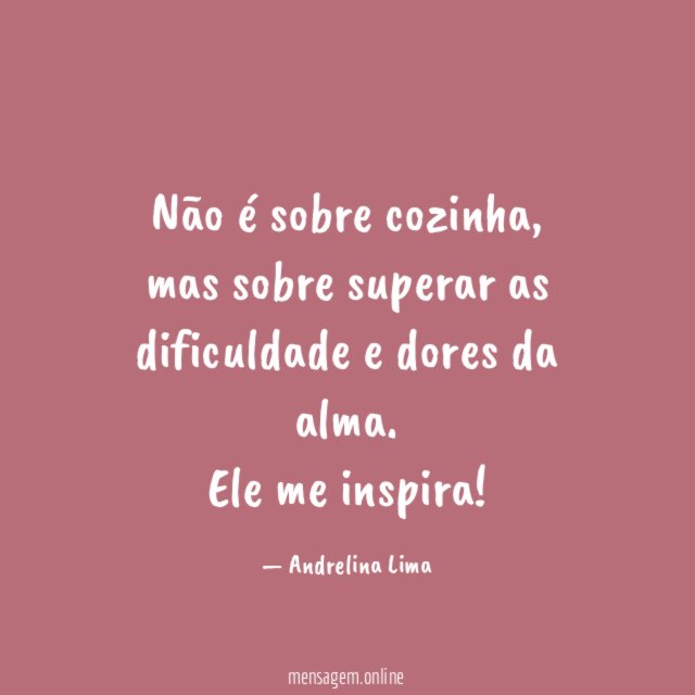 Não é sobre cozinha