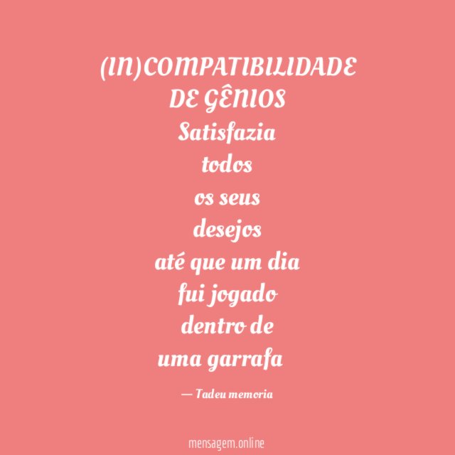 (IN)COMPATIBILIDADE DE GÊNIOS
