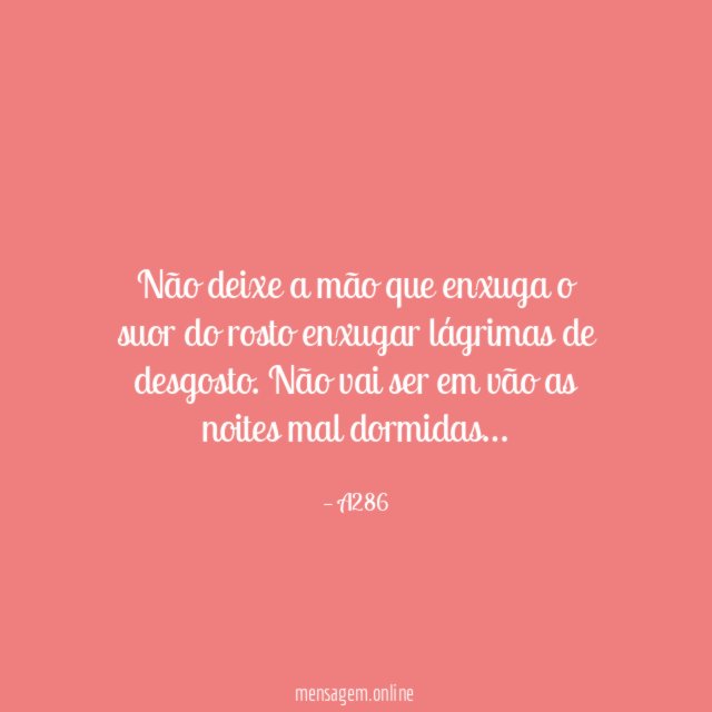 Não deixe a mão que enxuga o suor