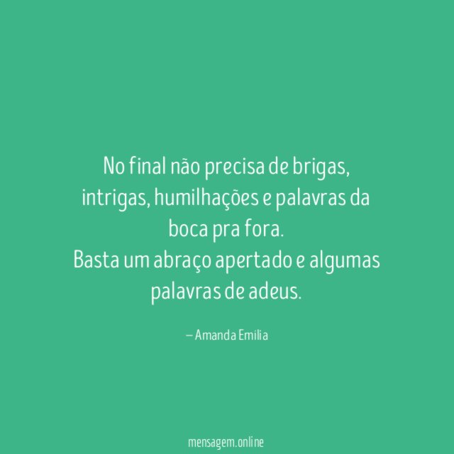 No final não precisa de brigas
